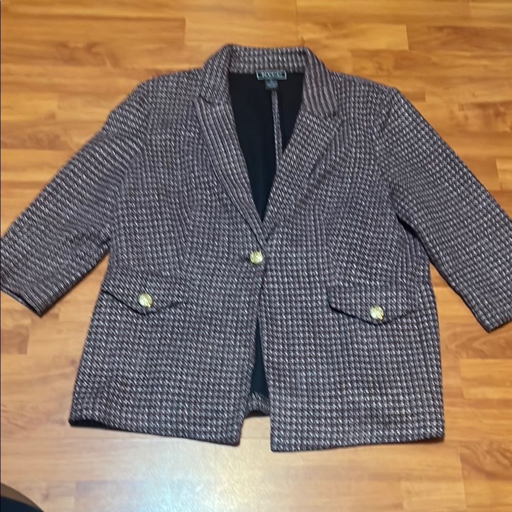 Houndstooth Purple and Black Blazer with Tailored Fit